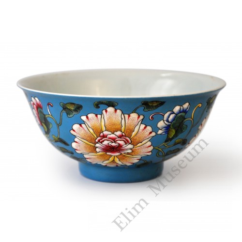 1463  A Pair of blue ground falancai bowls